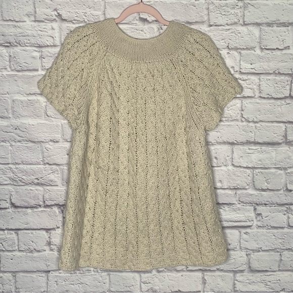 ALPS Wool Blend Cable Knit Short Sleeve Cardigan - Picture 6 of 15